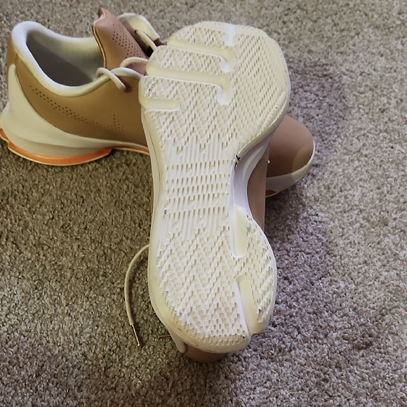 Tan High-Top Sneakers with White and Orange Accents - Picture 6 of 8